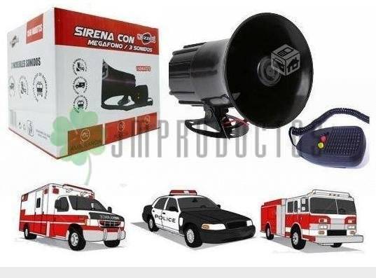 Sirena Megafono Bocina 3 Tonos; Policial Ambulancia Pato 12v