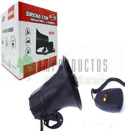 Sirena Megafono Bocina 3 Tonos; Policial Ambulancia Pato 12v - Imagen 3
