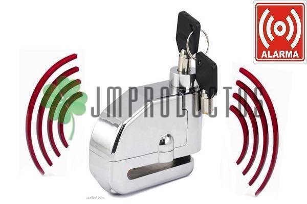 Candado Freno Disco Con Alarma 125db Para Motos Scooter Bici