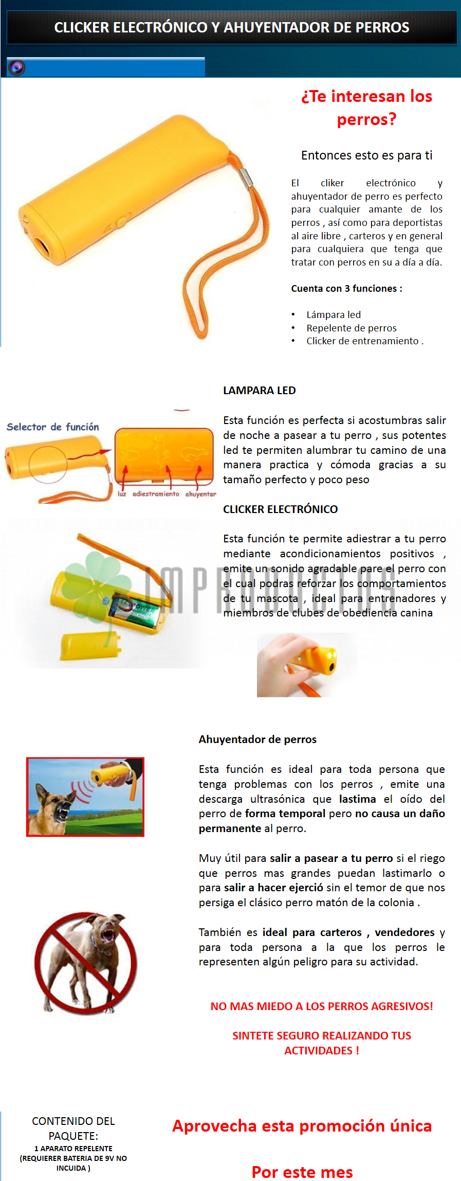Repelente Adiestrador Ultrasonido Entrenador Ahuyenta Perros - Imagen 4