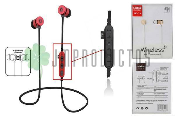 Audifonos Bluetooth Ms-t9 Metal Tf Para Memory Card Con Iman