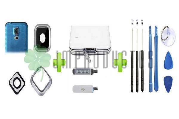 Bisel Mica Lente Galaxy S5 I9600 G900 + Tapa Usb + Kit Desarme