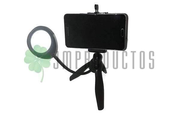 Mini Tripode Para Smartphone Con Brazo Luz Led Youtuber - Imagen 5