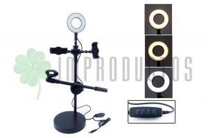ARO DE LUZ BASE PORTA MICROFONO Y CELULAR KIT YOUTUBER