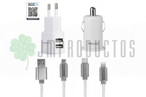 Cargador 3x1 Cable Trenzado 2.1 Amp Muro Y Auto