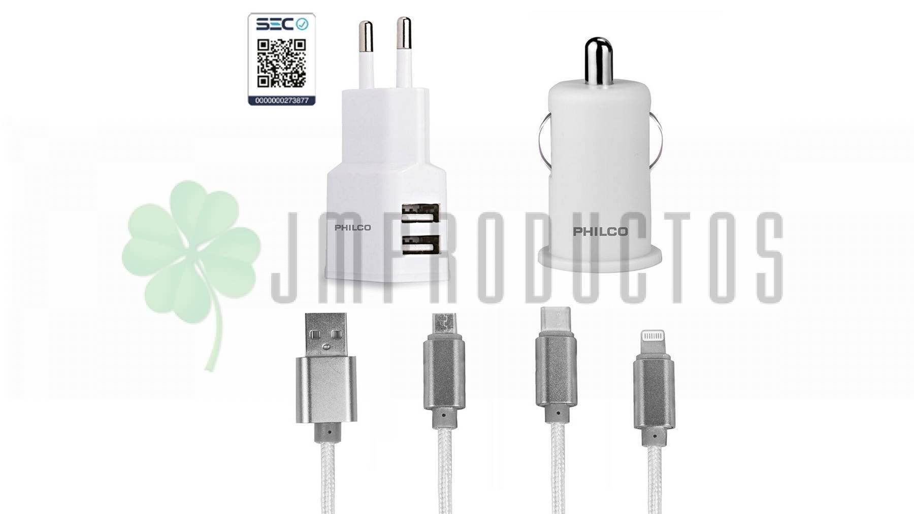 Cargador 3x1 Cable Trenzado 2.1 Amp Muro Y Auto - Imagen 4