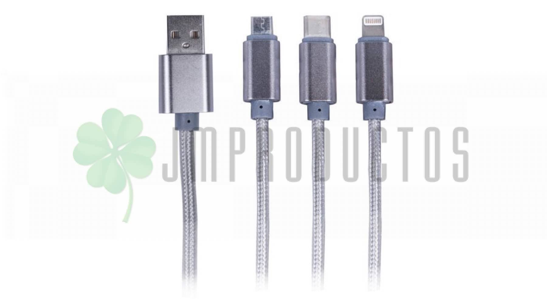 Cargador 3x1 Cable Trenzado 2.1 Amp Muro Y Auto - Imagen 6