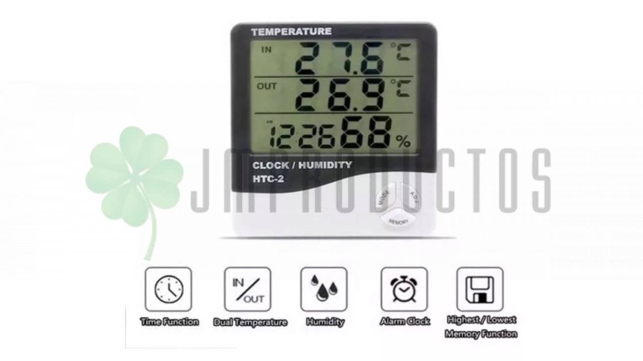 Termometro Higrometro Digital Htc-2 Con Sonda Reloj Alarma - Imagen 2