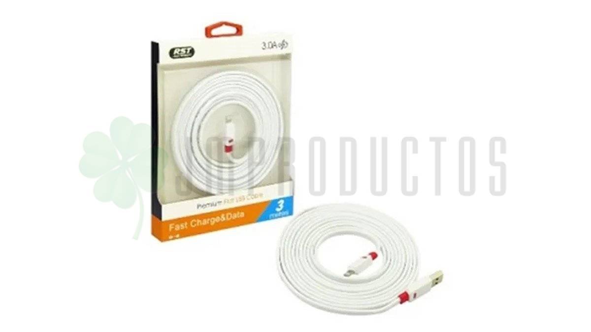 Cable Compatible iPhone Full Reforzado 3.0 Metros 5 5s 6 7 X