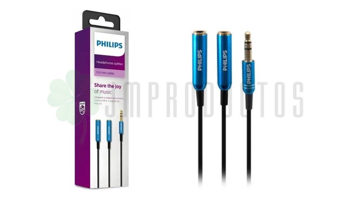 Splitter Adaptador Audio Plug 3.5mm A 2 Jack 3.5mm Philips