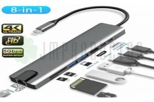HUB 8 EN 1 ADAPTADOR USB TIPO C / MACBOOK WINDOWS ETHERNET 4k