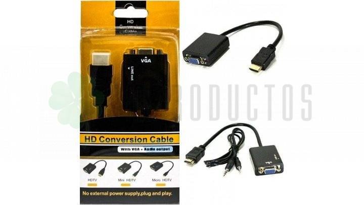 Conversor Adaptador HDMI a VGA Macho Con Audio - Imagen 5