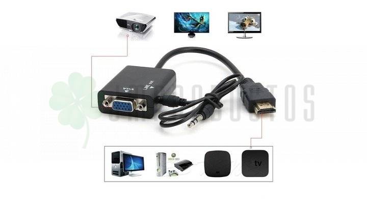 Conversor Adaptador HDMI a VGA Macho Con Audio - Imagen 2