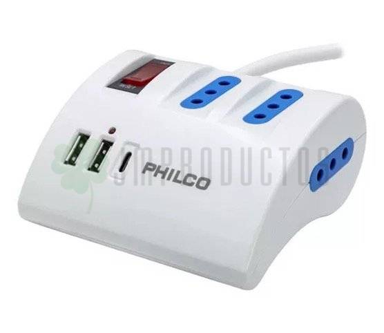 Extension Escritorio Philco 220v + 2 Usb 1 Usb-c - Imagen 2