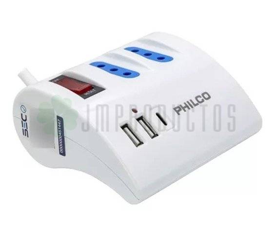Extension Escritorio Philco 220v + 2 Usb 1 Usb-c - Imagen 3
