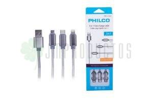 Cable Trenzado 3 En 1 Carga Rapida Philco